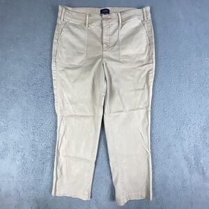 NYDJ Pants Womens 14 Beige Straight Chino High Rise Khaki Jeans Lift Tuck Casual